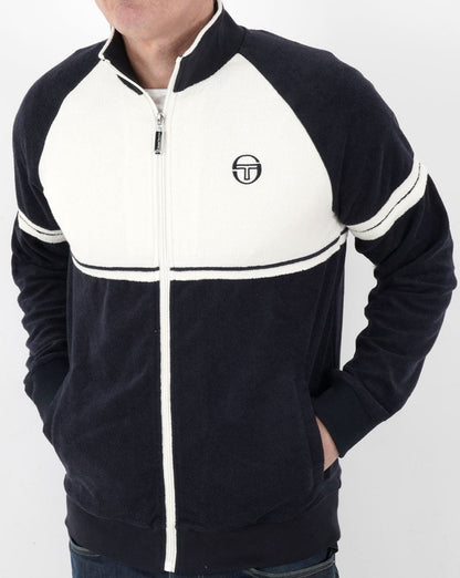 Sergio Tacchini Amancio Frottee-Trainingsoberteil Marineblau / Weiß