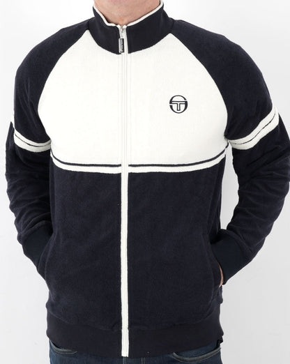 Sergio Tacchini Amancio Frottee-Trainingsoberteil Marineblau / Weiß