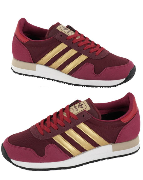Adidas USA 84 Trainers Burgundy Red/Gold