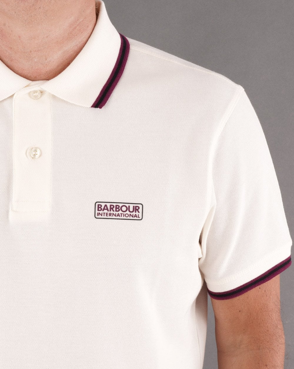 Barbour International Multi Tipped Polo Off White