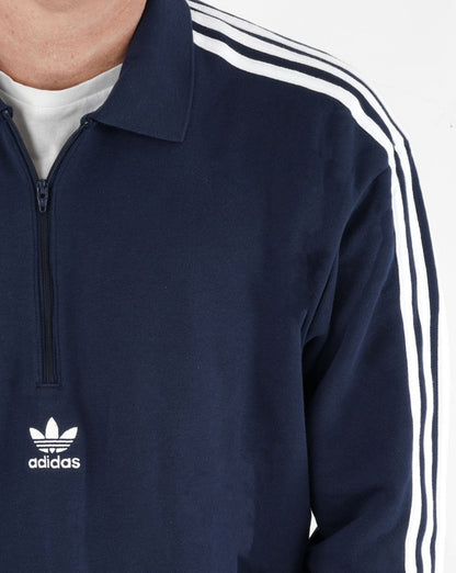 Adidas Originals – Sweatshirt mit 3 Streifen und 1/4-Reißverschluss in Marineblau