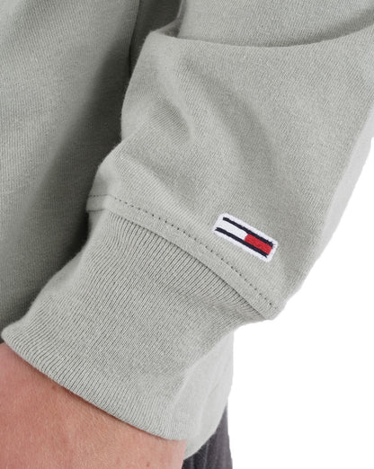 Tommy Jeans – Langarm-T-Shirt mit Signatur-Logo in verblasstem Grün