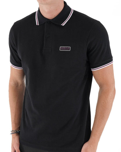 Barbour International Poloshirt mit mehreren Streifen in Schwarz