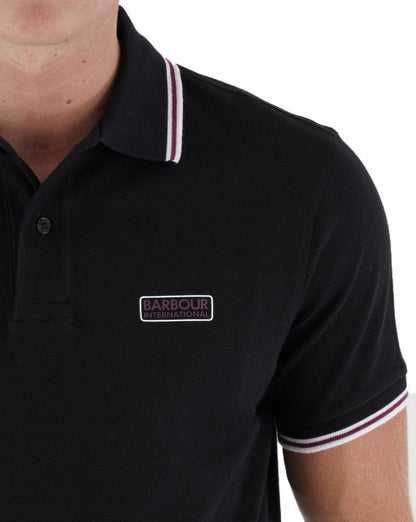 Barbour International Poloshirt mit mehreren Streifen in Schwarz