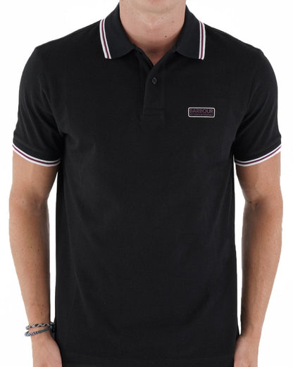 Barbour International Poloshirt mit mehreren Streifen in Schwarz
