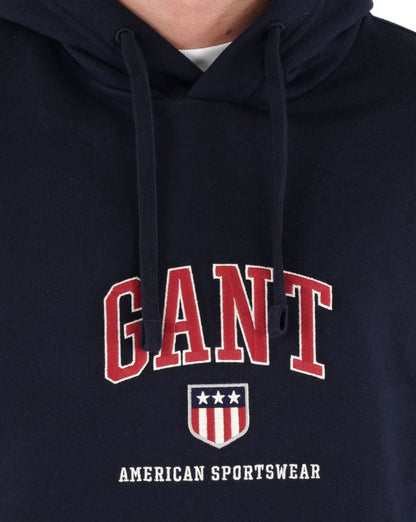 Gant Retro Shield Hoodie Marineblau