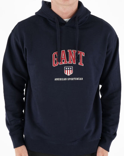 Gant Retro Shield Hoodie Marineblau