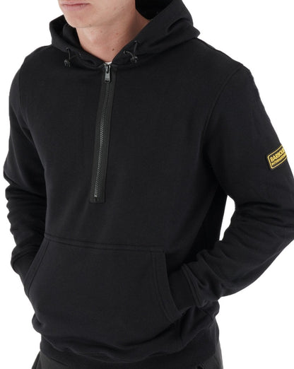 Barbour International – Kapuzenjacke mit halbem Reißverschluss und Badge in Schwarz