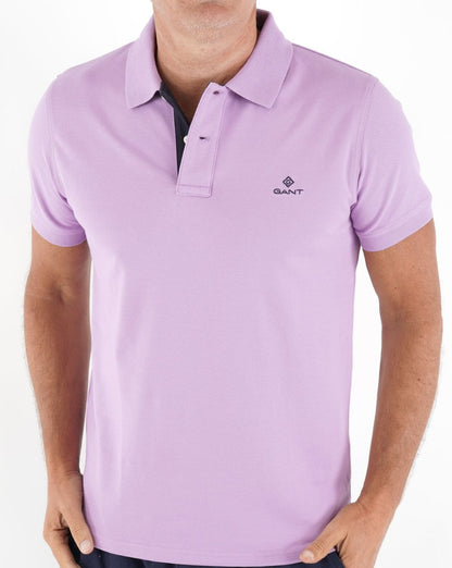 Gant Poloshirt mit Kontrastkragen, Orchideen-Flieder