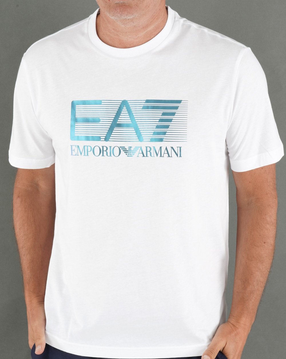 EA7 Logo Jersey T-Shirt Weiß