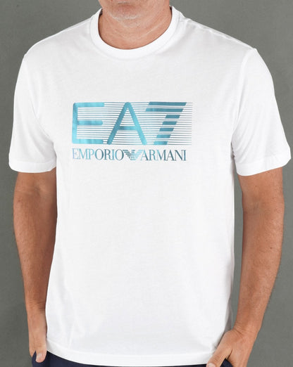 EA7 Logo Jersey T-Shirt Weiß