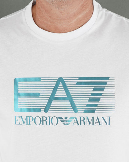EA7 Logo Jersey T-Shirt Weiß