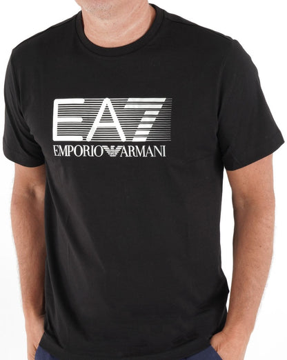 EA7 – Jersey-T-Shirt mit Logo in Schwarz
