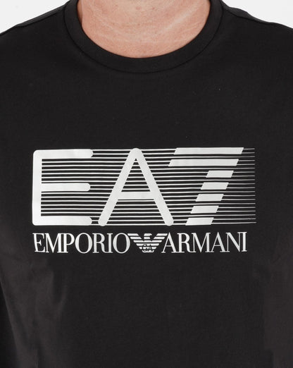 EA7 – Jersey-T-Shirt mit Logo in Schwarz