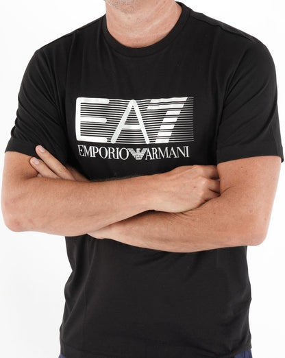 EA7 – Jersey-T-Shirt mit Logo in Schwarz