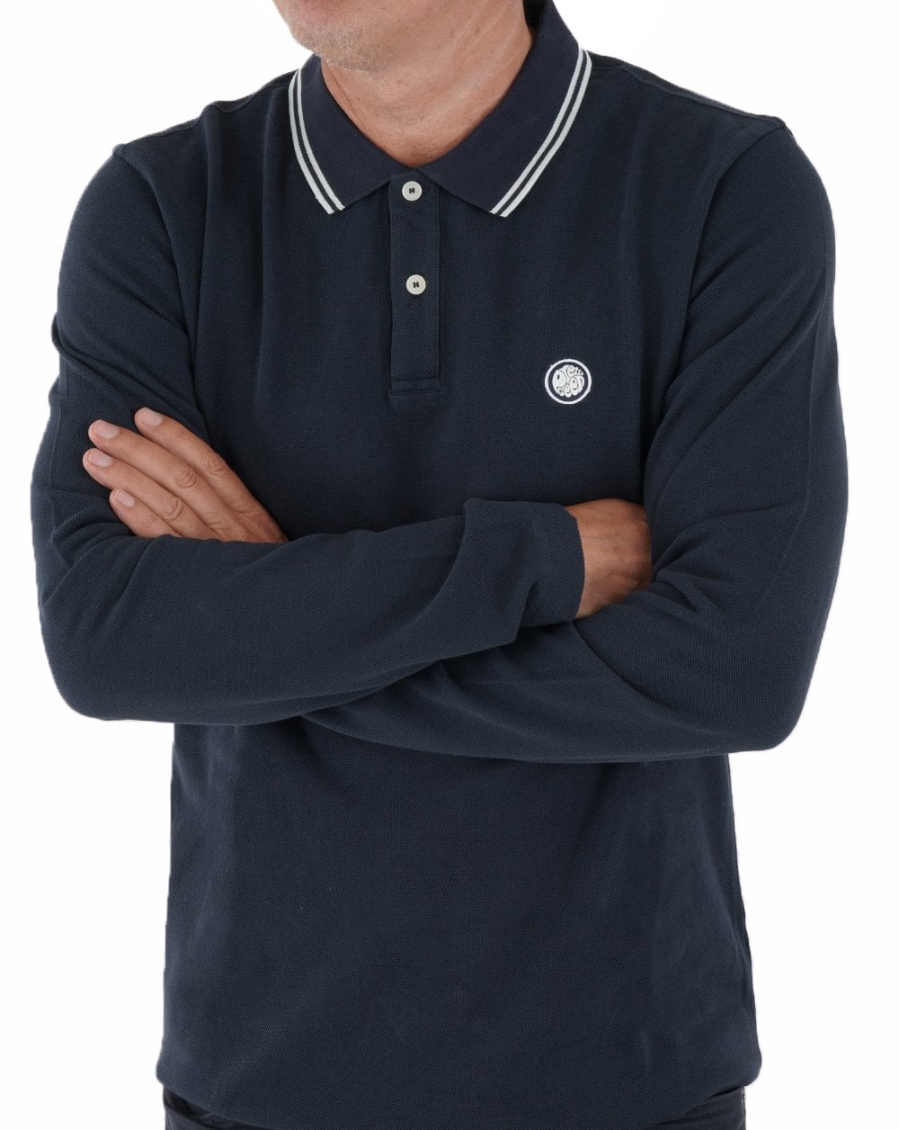 Pretty Green Barton Langarm-Poloshirt, Marineblau