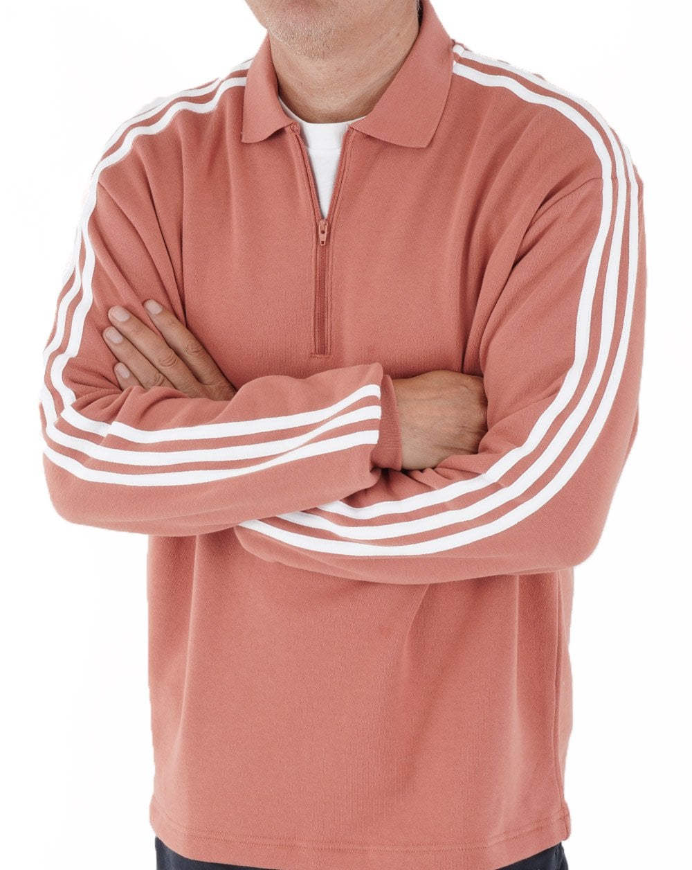 Adidas Originals 3 Stripes Polo Sweatshirt Clay