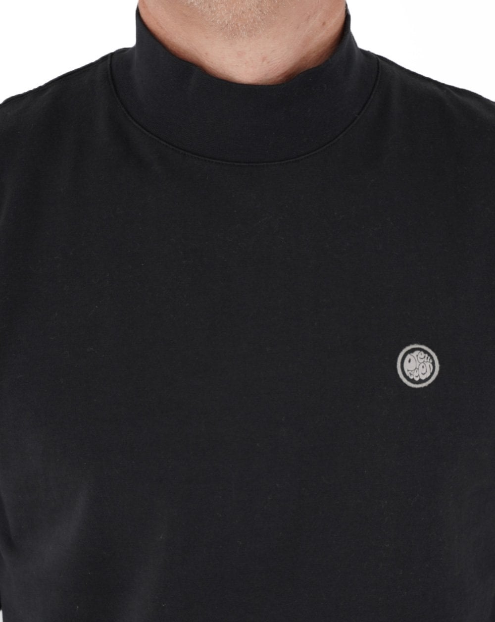 Pretty Green – Langarmshirt mit Stehkragen in Schwarz