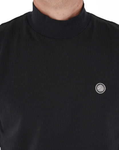 Pretty Green – Langarmshirt mit Stehkragen in Schwarz