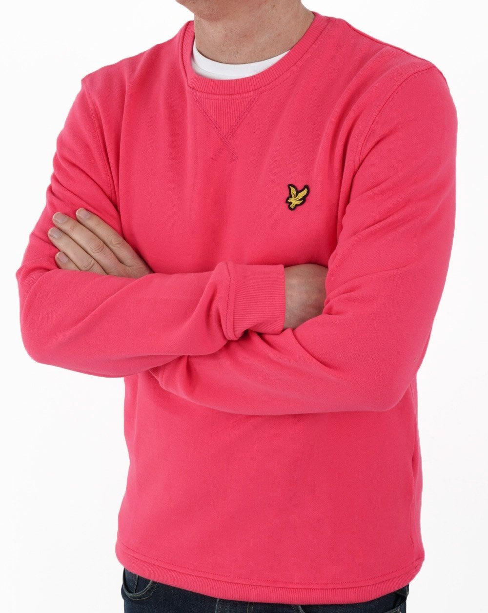 Lyle &amp; Scott Sweatshirt mit Rundhalsausschnitt, Elektrorosa