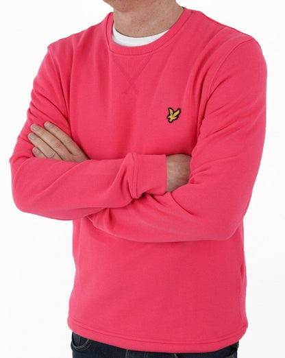 Lyle &amp; Scott Sweatshirt mit Rundhalsausschnitt, Elektrorosa
