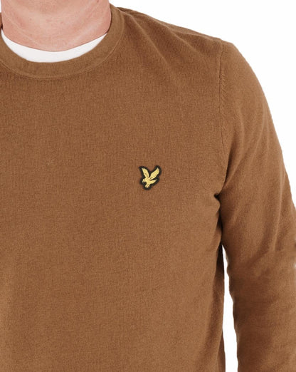 Lyle &amp; Scott Rundhalspullover aus Merinowolle in Gold