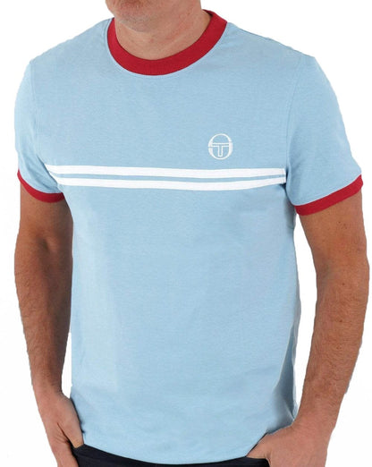 Sergio Tacchini Supermac T-Shirt Himmelblau/Rot/Weiß