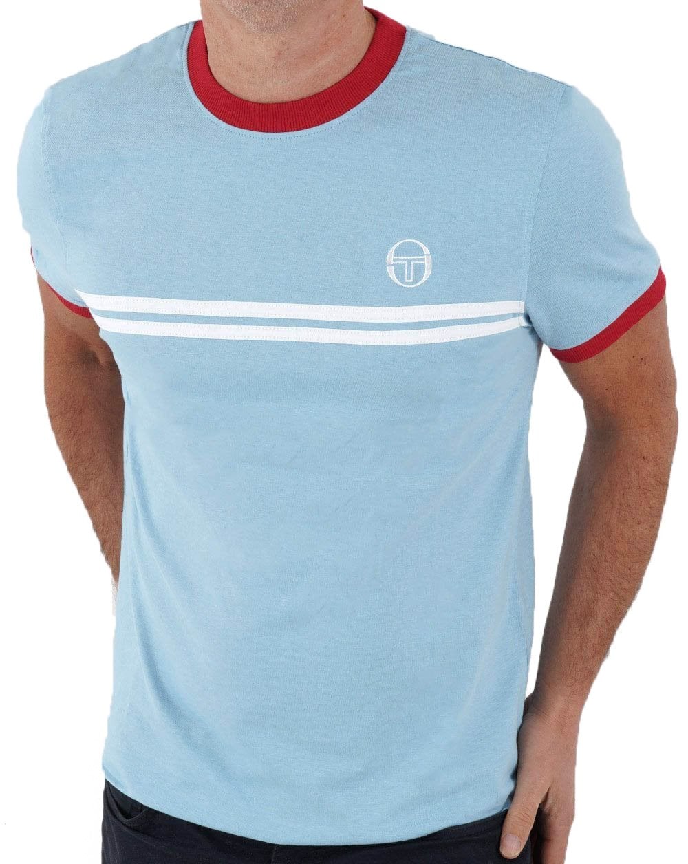 Sergio Tacchini Supermac T-Shirt Himmelblau/Rot/Weiß