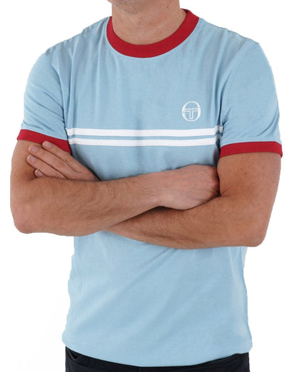Sergio Tacchini Supermac T-Shirt Himmelblau/Rot/Weiß