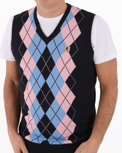 Gabicci Vintage Radcliffe Argyle Tanktop Marineblau