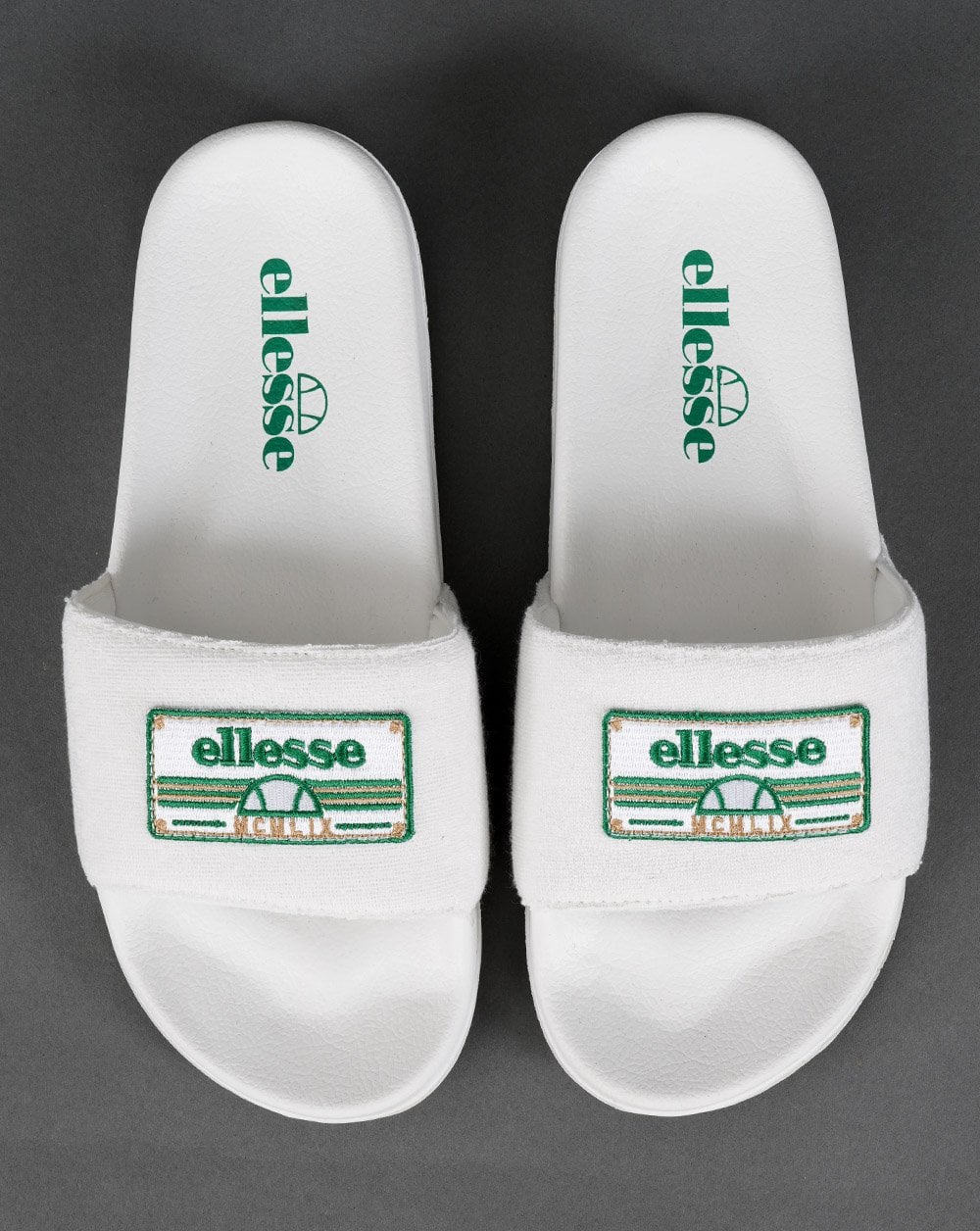 Ellesse Court Frottee-Slipper Weiß/Grün