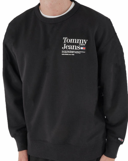 Tommy Hilfiger – Schwarzes Sweatshirt mit Rundhalsausschnitt und Text