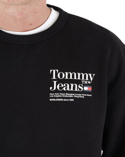 Tommy Hilfiger – Schwarzes Sweatshirt mit Rundhalsausschnitt und Text