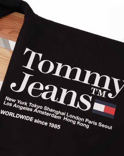 Tommy Hilfiger – Schwarzes Sweatshirt mit Rundhalsausschnitt und Text