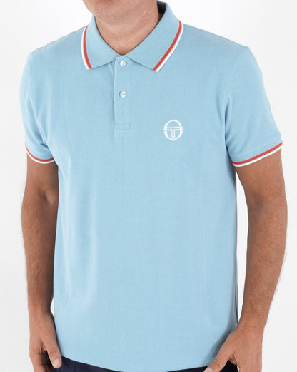 Sergio Tacchini Poloshirt mit Streifen, Himmelblau/Orange