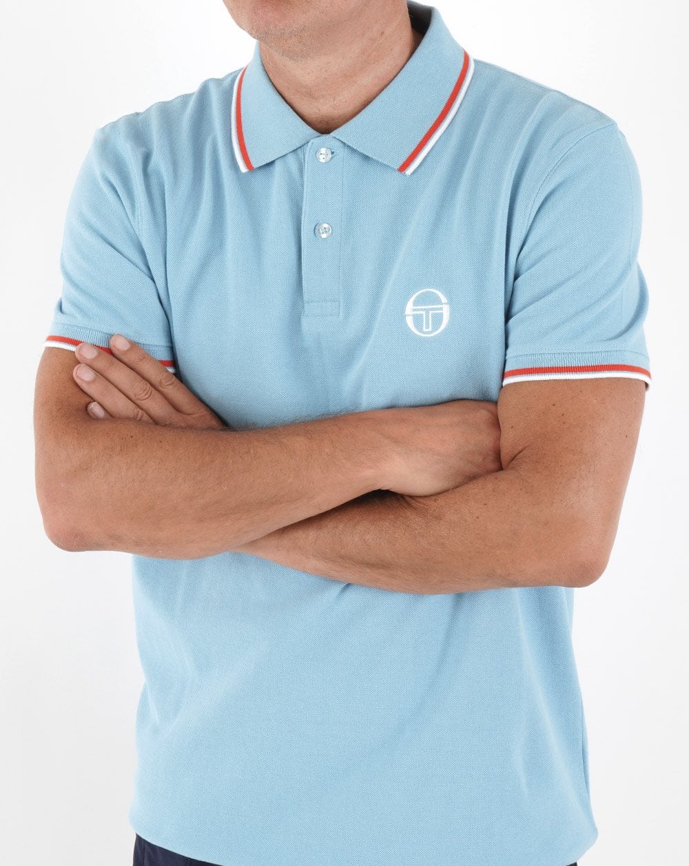 Sergio Tacchini Poloshirt mit Streifen, Himmelblau/Orange