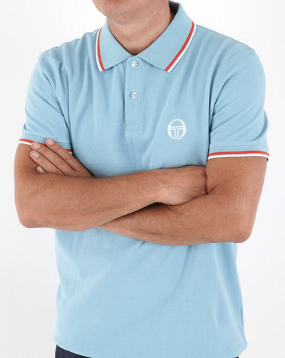 Sergio Tacchini Poloshirt mit Streifen, Himmelblau/Orange