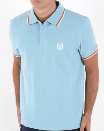 Sergio Tacchini Poloshirt mit Streifen, Himmelblau/Orange