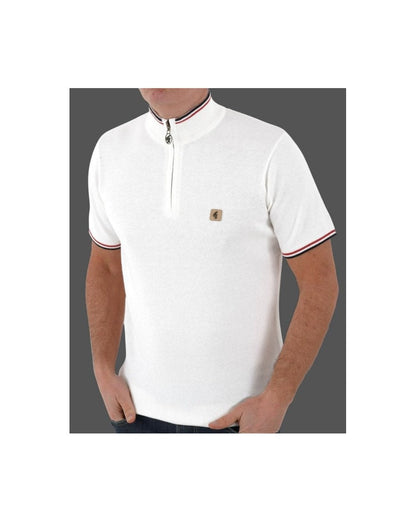 Gabicci Vintage Tipped 1/4 Zip Strick Weiß