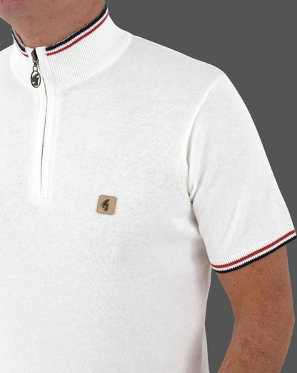 Gabicci Vintage Tipped 1/4 Zip Strick Weiß