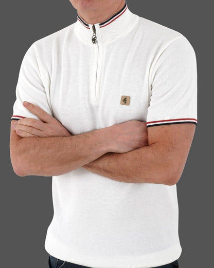 Gabicci Vintage Tipped 1/4 Zip Strick Weiß