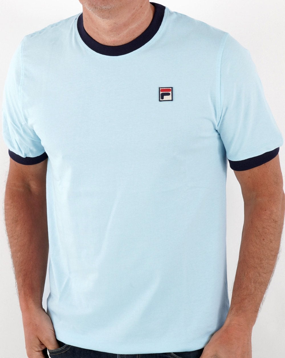 Fila Vintage Ringer T-Shirt Himmelblau/Marineblau
