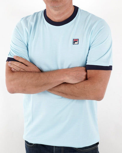 Fila Vintage Ringer T-Shirt Himmelblau/Marineblau