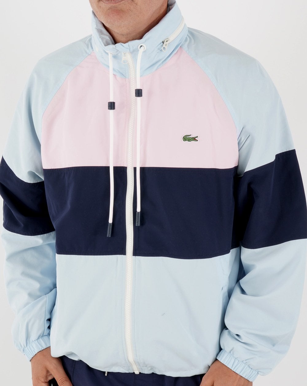 Lacoste Windbreaker mit Brustpaneel Himmelblau/Marineblau/Pink