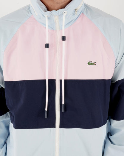 Lacoste Windbreaker mit Brustpaneel Himmelblau/Marineblau/Pink