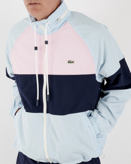 Lacoste Windbreaker mit Brustpaneel Himmelblau/Marineblau/Pink