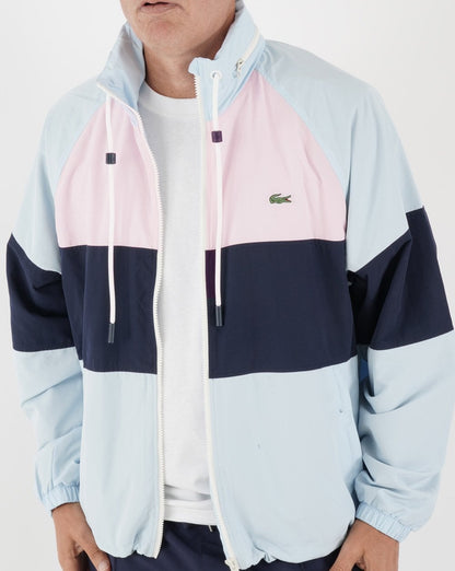 Lacoste Windbreaker mit Brustpaneel Himmelblau/Marineblau/Pink