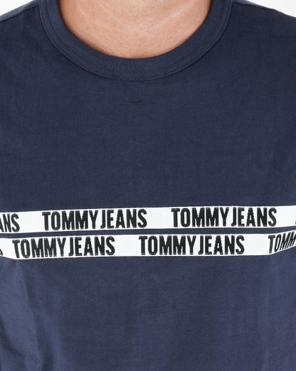 Tommy Jeans – T-Shirt mit Streifen in Marineblau