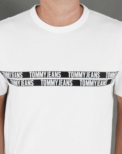 Tommy Jeans – T-Shirt mit Streifen in Weiß