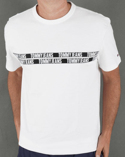 Tommy Jeans – T-Shirt mit Streifen in Weiß